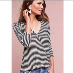eri + ali | Anthropologie Grey White Stripe Top